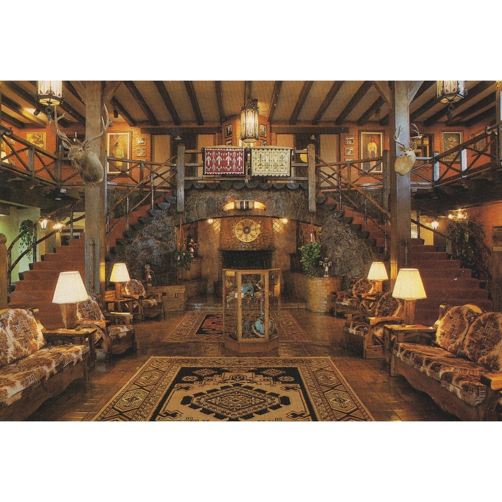 El Rancho Hotel Gallup NM Postcard Southwestern Western Route 66 Lobby Unposted